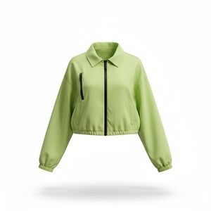 Forever 21 Lime Green Cropped Windbreaker – Women’s Large, Lightweight Jacket